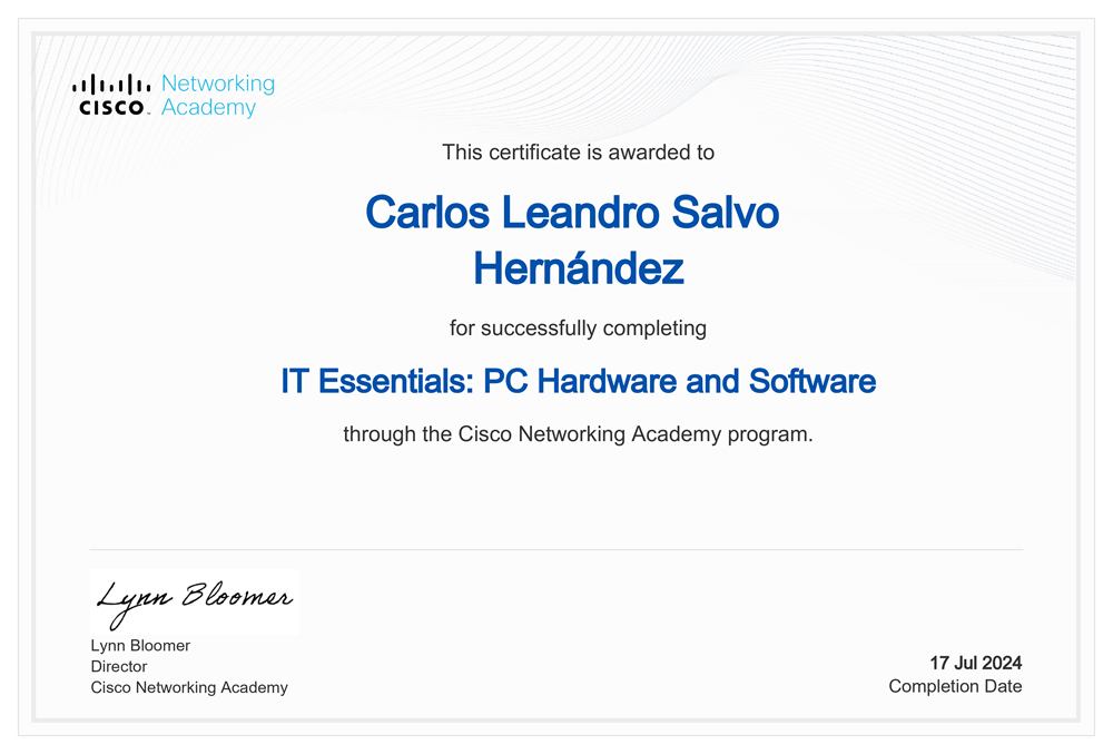 Certificado IT Essentials de Cisco Networking Academy
