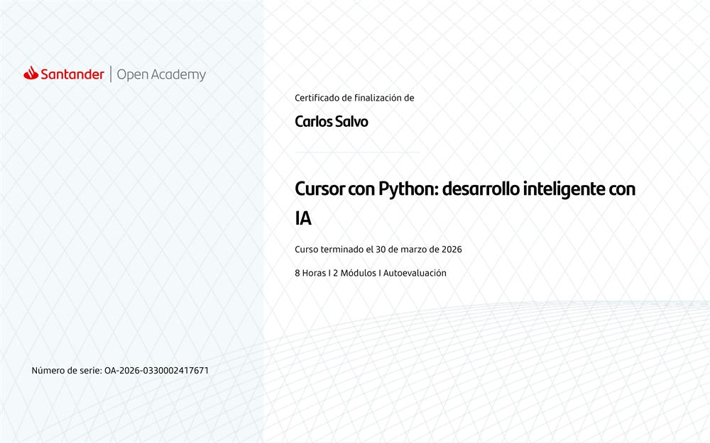 Certificado Cursor con Python: desarrollo inteligente con IA