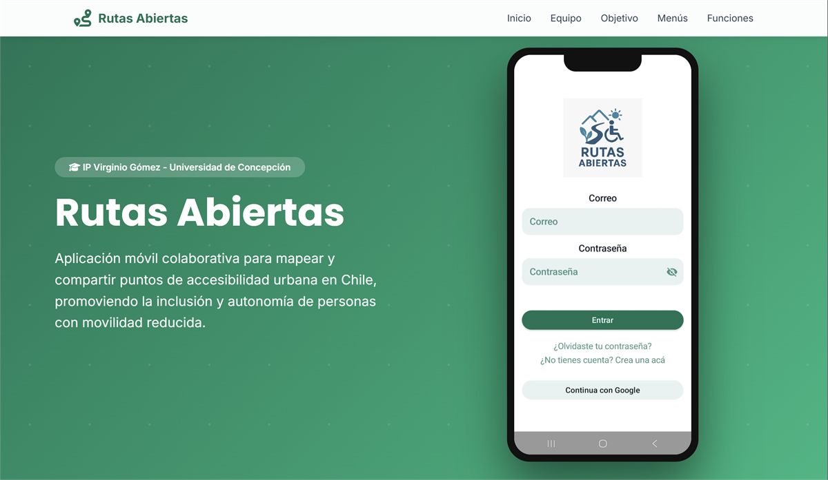 App Rutas Abiertas mostrando el mapa de accesibilidad de lugares públicos