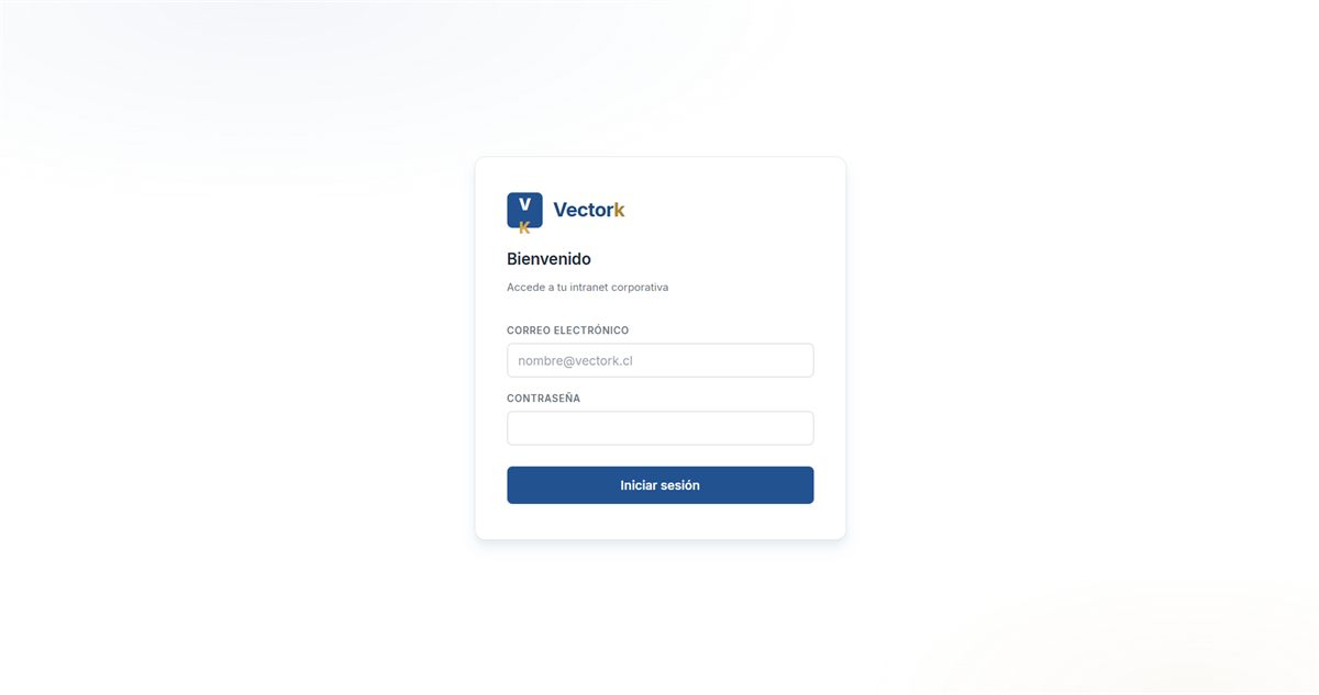 Dashboard de la intranet de Vectork con métricas de clientes y contabilidad